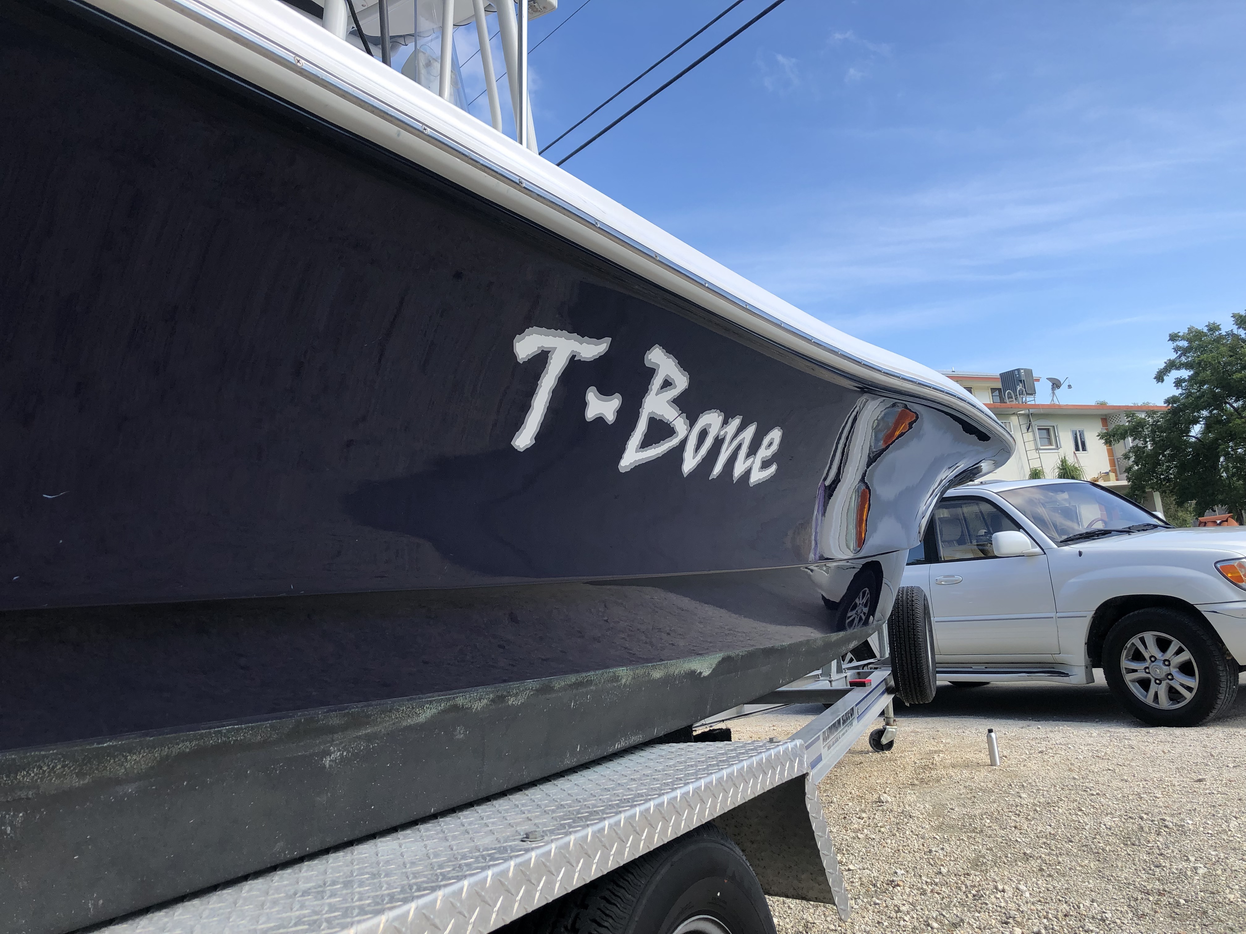 Starboard of SeaHunter after ceramic coating application