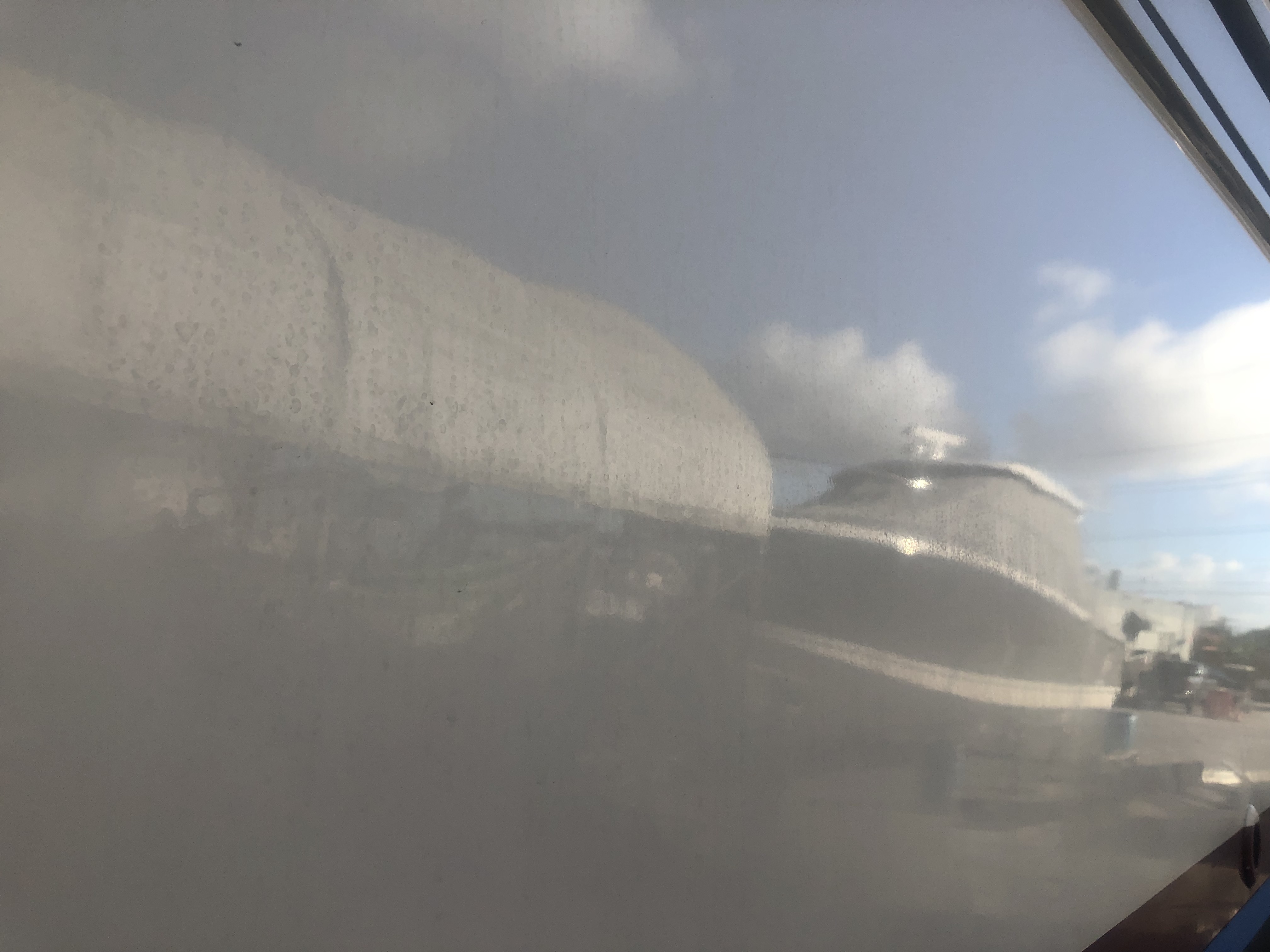 Noticeable watermarks on the hull of the boat