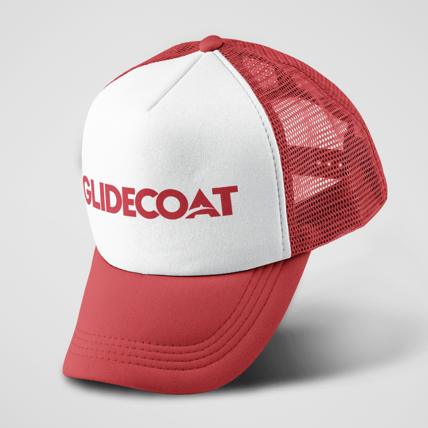 Red and White Trucker Hat with Logo 