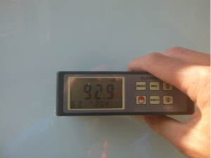 Gloss meter reading after applying Glidecoat Top Coating 