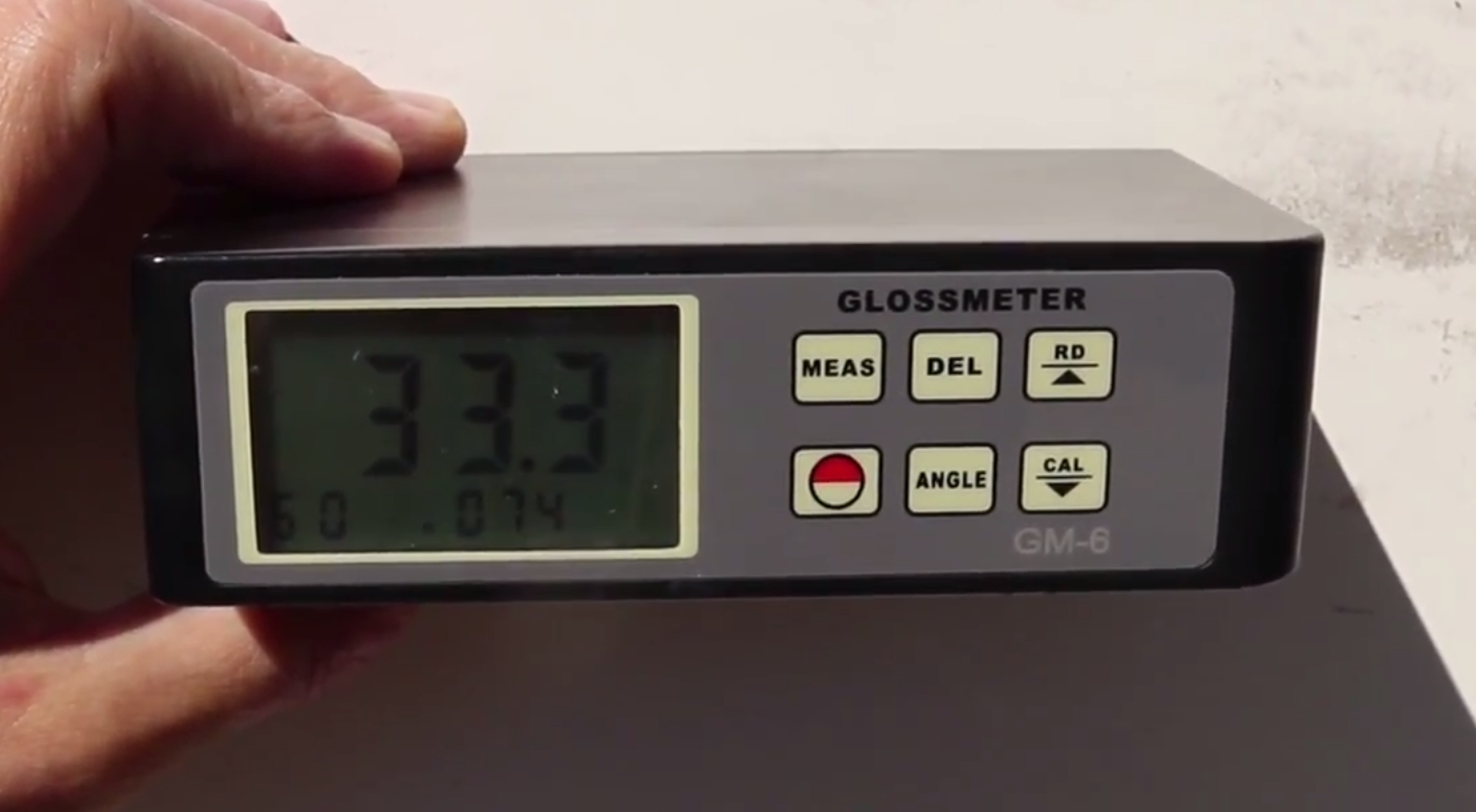 33.3 gloss meter reading before boat detailing restoration process