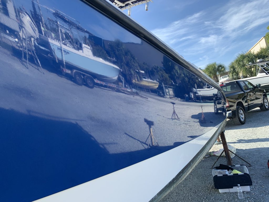 Marine ceramic coating as alternative to painting oxidized dark blue hull