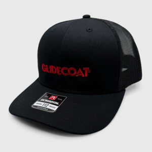 Glidecoat six-panel mesh trucker hat with embroidered logo and adjustable snapback.